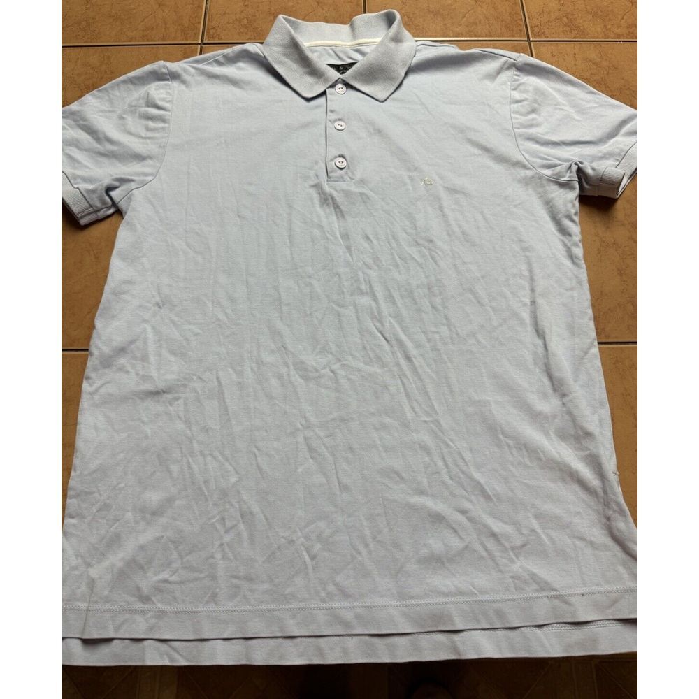 Rag & Bone Mens Light Blue Polo Shirt‎ Size Small Chest Logo 100% Cotton